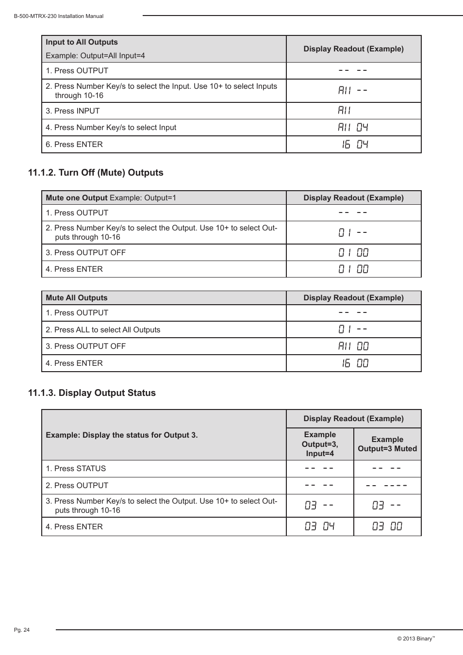 Staub Electronics B-500-MTRX-230-8X16 BINARY - HDMI 8X16 MATRIX SWITCH WITH HDMI AND HDBASET OUTPUTS User Manual | Page 24 / 32