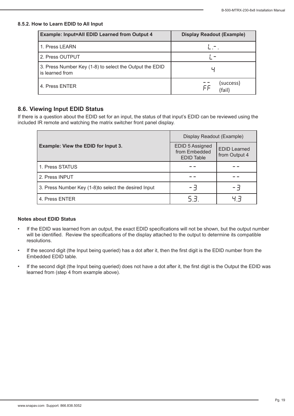 Staub Electronics B-500-MTRX-230-8X8 BINARY - HDMI 8X8 MATRIX SWITCH WITH HDMI AND HDBASET OUTPUTS User Manual | Page 19 / 28