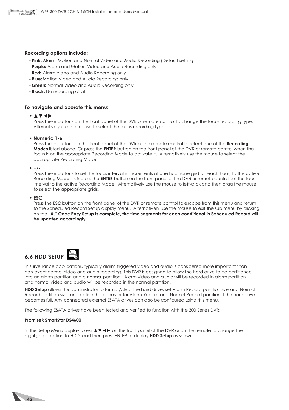 6 hdd setup | Staub Electronics WPS-300-DVR-16CH WIREPATH - 16 CHANNEL DVR WITH 1TB HDD User Manual | Page 42 / 115
