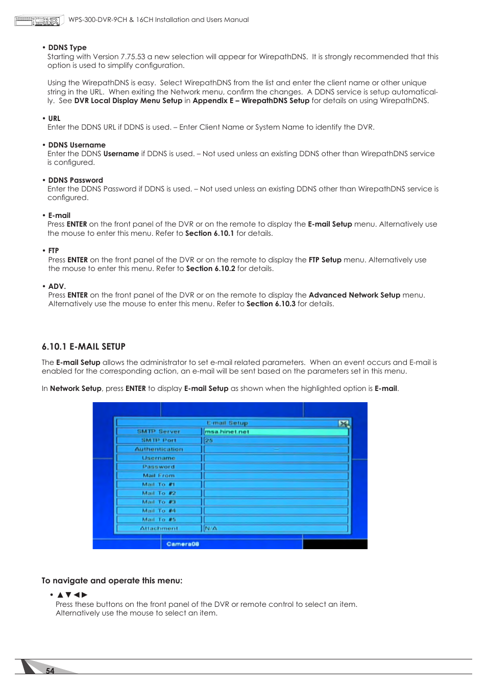 Staub Electronics WPS-300-DVR-16CH WIREPATH - 16 CHANNEL DVR WITH 1TB HDD User Manual | Page 54 / 115