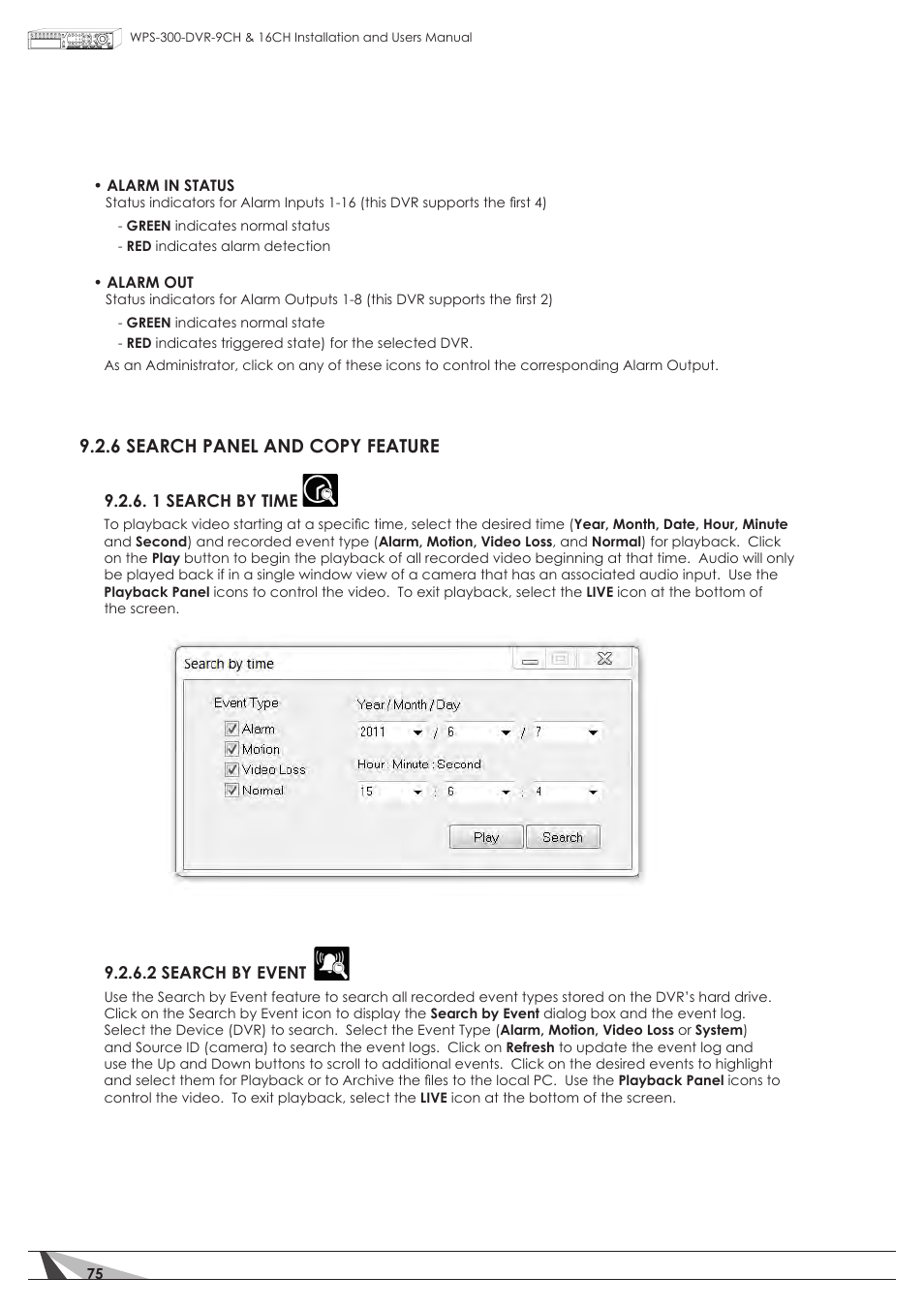 6 search panel and copy feature | Staub Electronics WPS-300-DVR-16CH WIREPATH - 16 CHANNEL DVR WITH 1TB HDD User Manual | Page 75 / 115