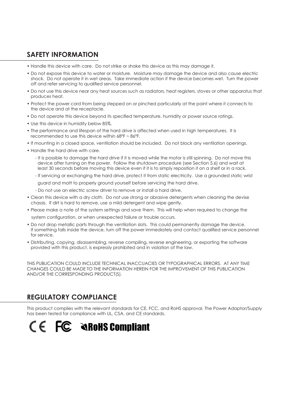 Safety information, Regulatory compliance | Staub Electronics WPS-100-DVR-8CH WIREPATH - 8 CHANNEL DVR W_500GB HDD User Manual | Page 5 / 115