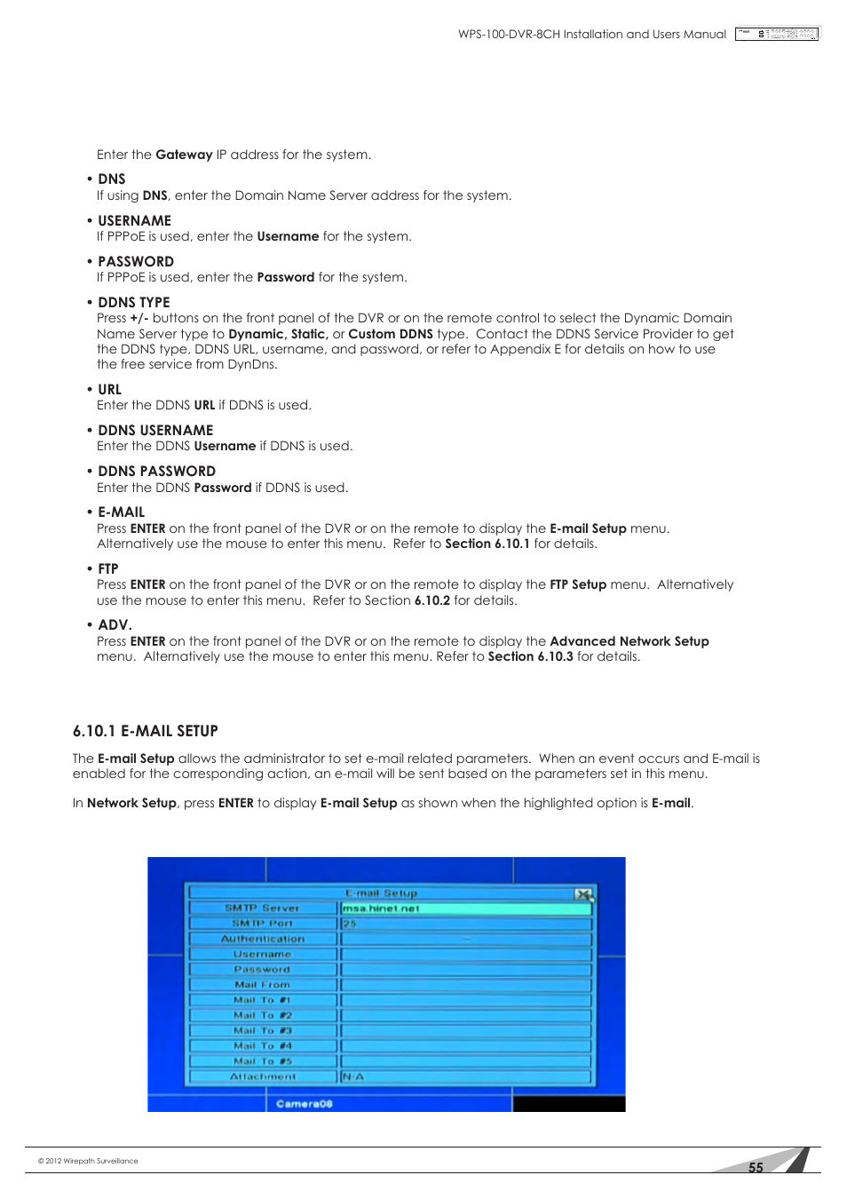 Staub Electronics WPS-100-DVR-8CH WIREPATH - 8 CHANNEL DVR W_500GB HDD User Manual | Page 55 / 115
