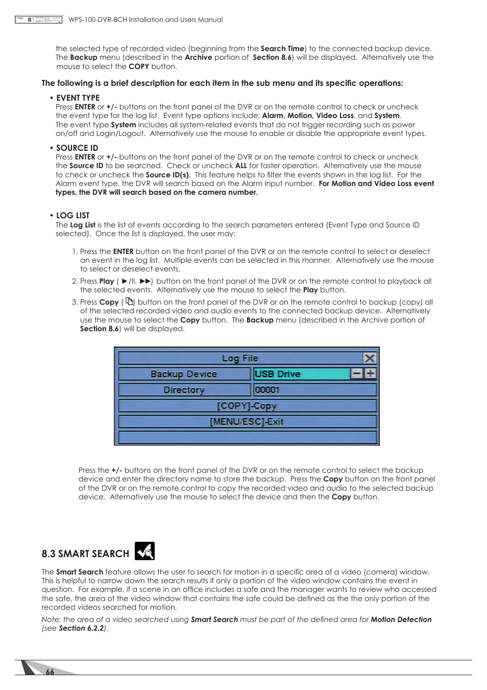 3 smart search | Staub Electronics WPS-100-DVR-8CH WIREPATH - 8 CHANNEL DVR W_500GB HDD User Manual | Page 66 / 115