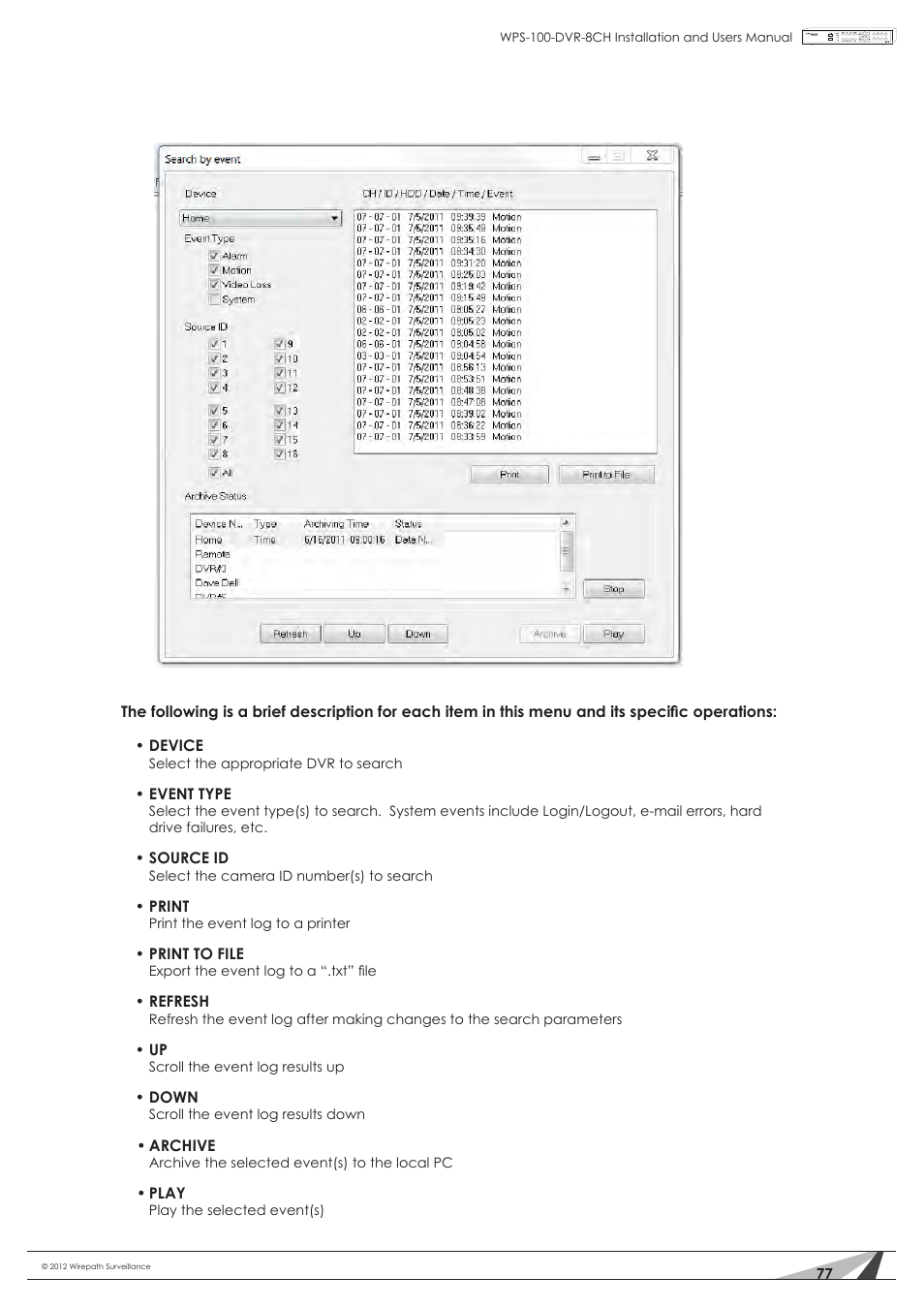Staub Electronics WPS-100-DVR-8CH WIREPATH - 8 CHANNEL DVR W_500GB HDD User Manual | Page 77 / 115