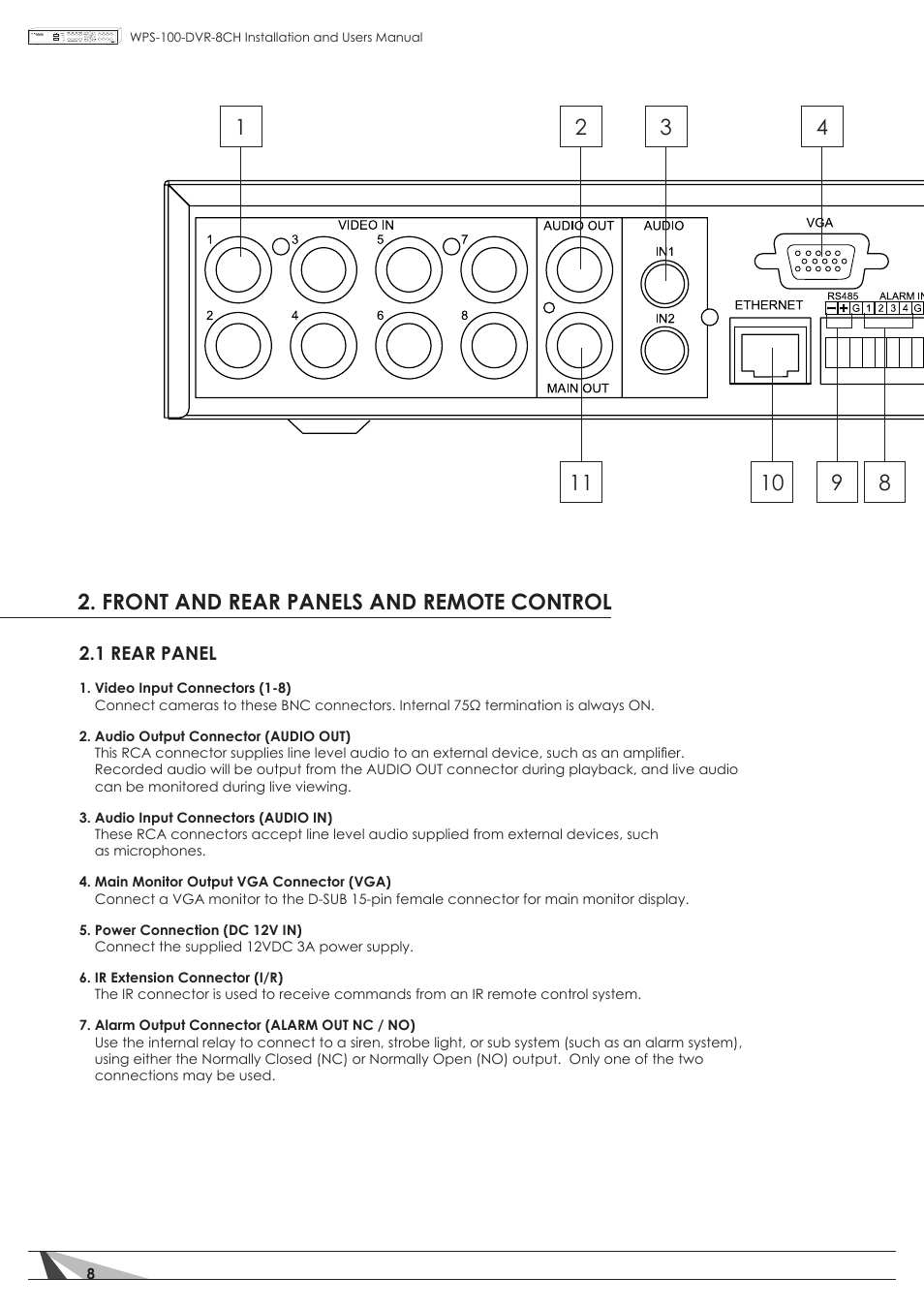 Staub Electronics WPS-100-DVR-8CH WIREPATH - 8 CHANNEL DVR W_500GB HDD User Manual | Page 8 / 115