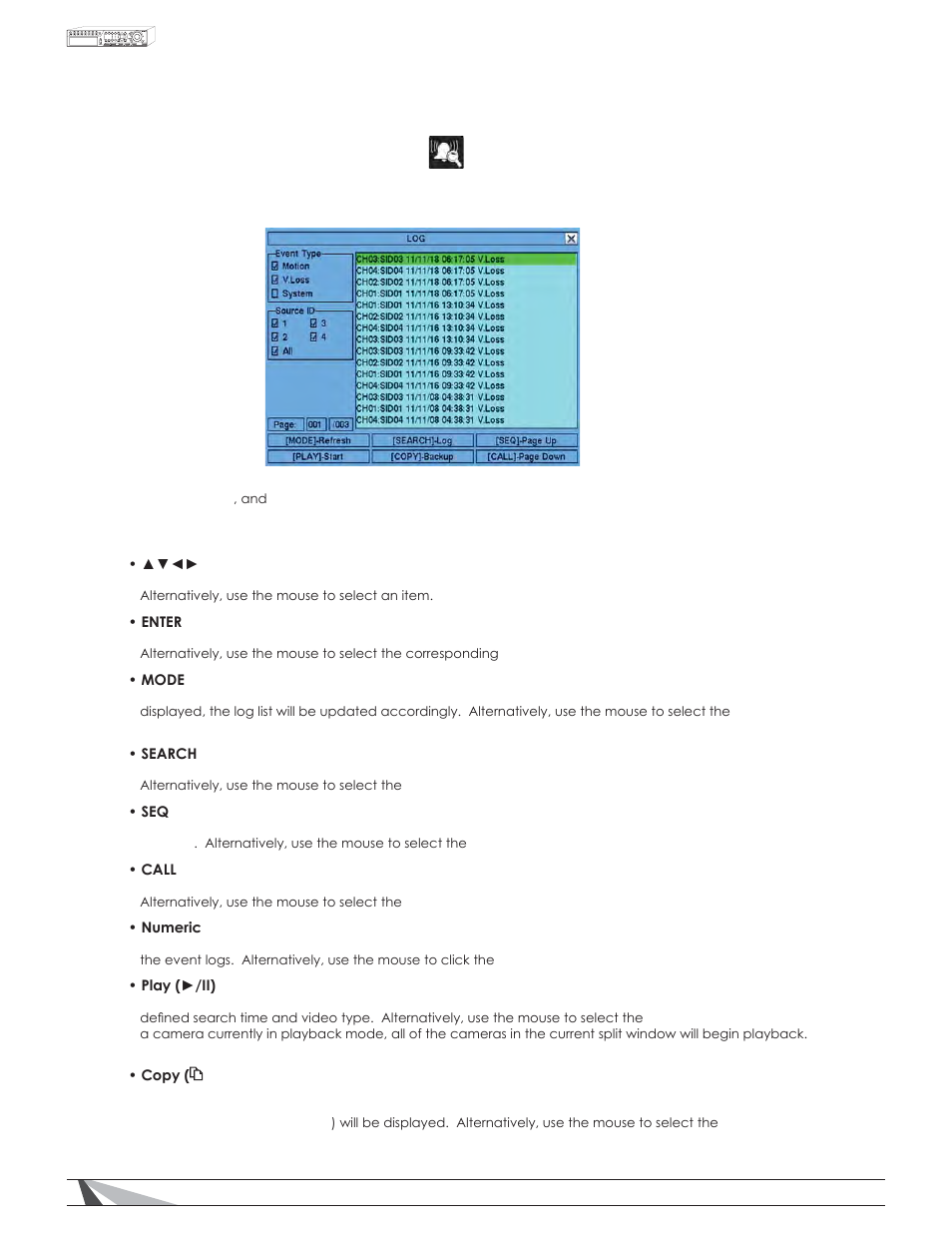 2 search by event / log display | Staub Electronics WPS-100-DVR-4CH WIREPATH - 4 CHANNEL DVR W_500GB HDD User Manual | Page 43 / 84