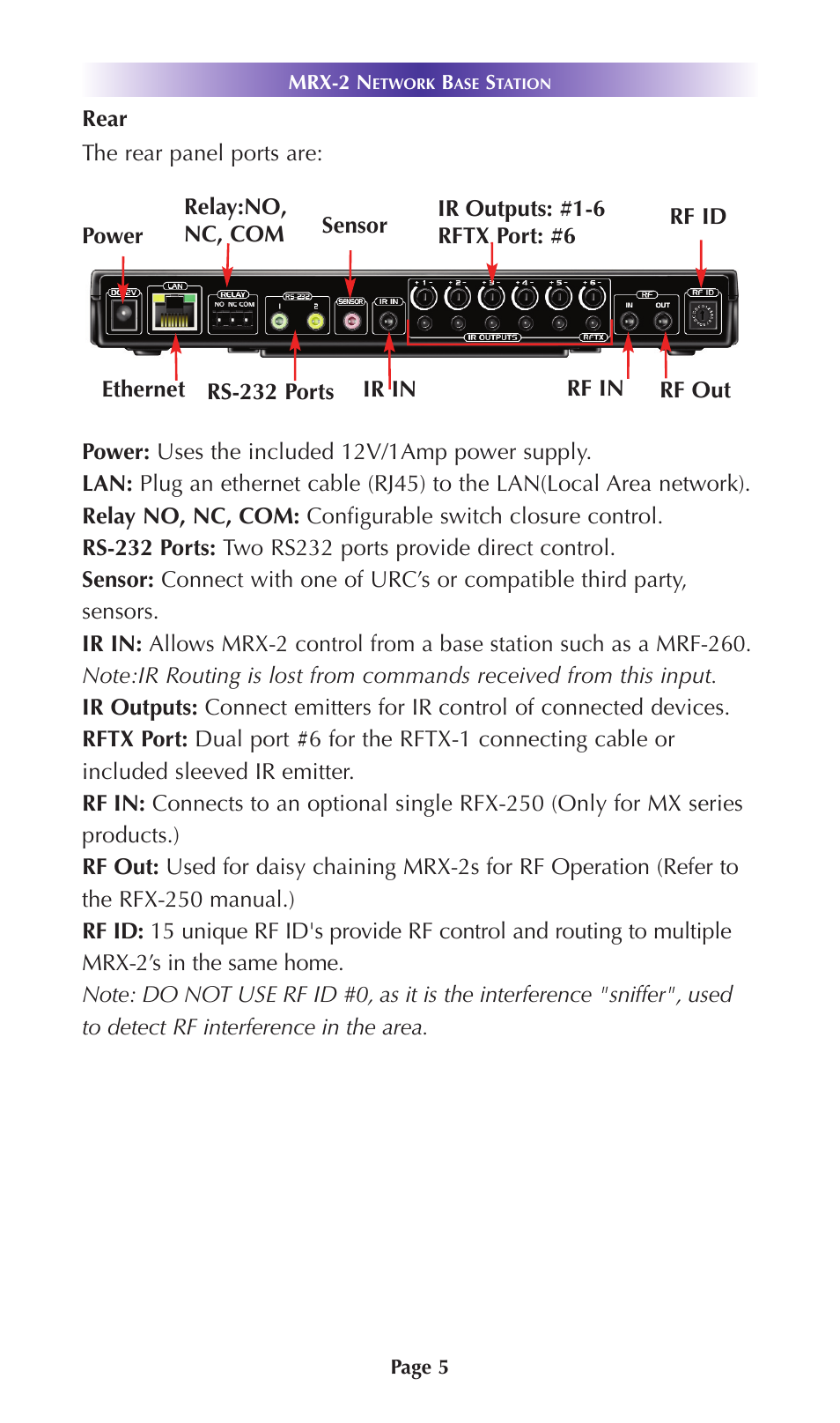 Staub Electronics MRX-2 URC - 2 WAY NETWORK BASE STATION WITH ADDITIONAL RS-232 CAPABILITY User Manual | Page 8 / 16