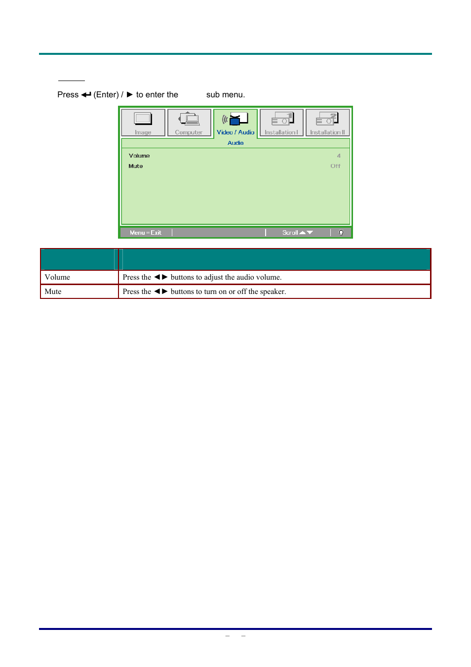 Audio | Staub Electronics D803-3D VIVITEK - 3D DIGITAL PROJECTOR (3600 LUMENS) User Manual | Page 33 / 59