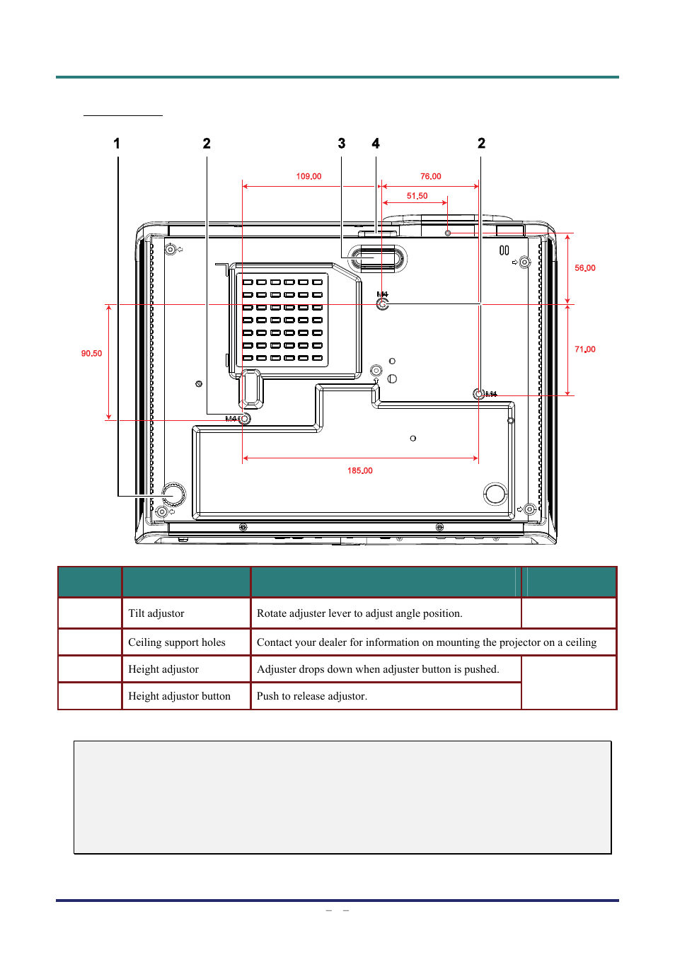 Bottom view | Staub Electronics D963HD VIVITEK - 1080P MULTIMEDIA PROJECTOR (4500 LUMENS) User Manual | Page 12 / 59