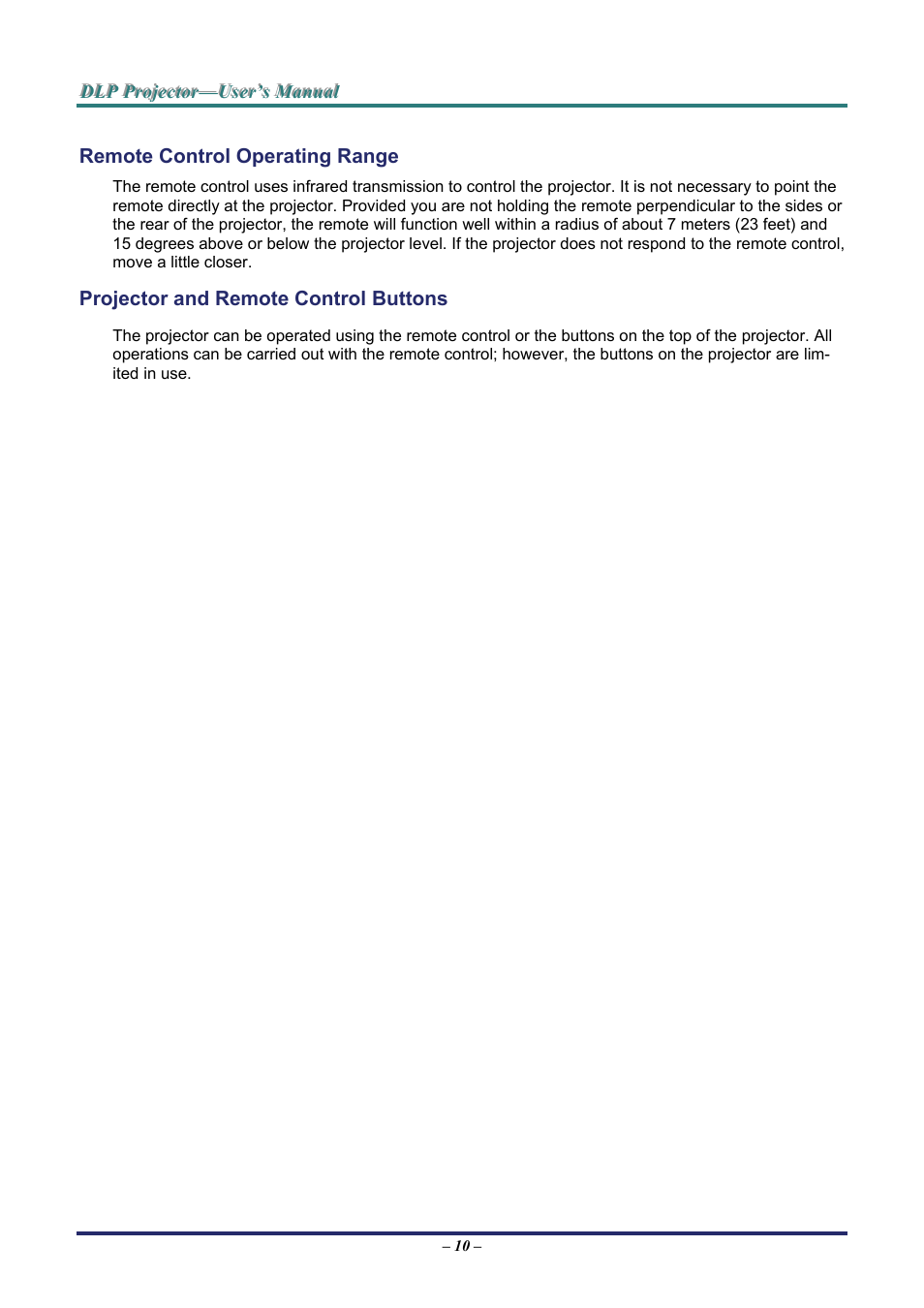 Remote control operating range, Projector and remote control buttons, Emote | Ontrol, Perating, Ange, Rojector and, Uttons | Staub Electronics H5085 VIVITEK - 1080P HOME THEATRE PROJECTOR (1800 LUMENS) User Manual | Page 16 / 56