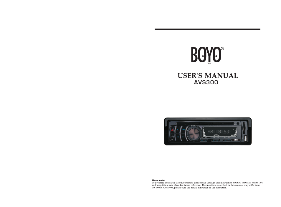 Staub Electronics AVS300 BOYO DVD PLAYER WITH AM_FM RADIO User Manual | 10 pages