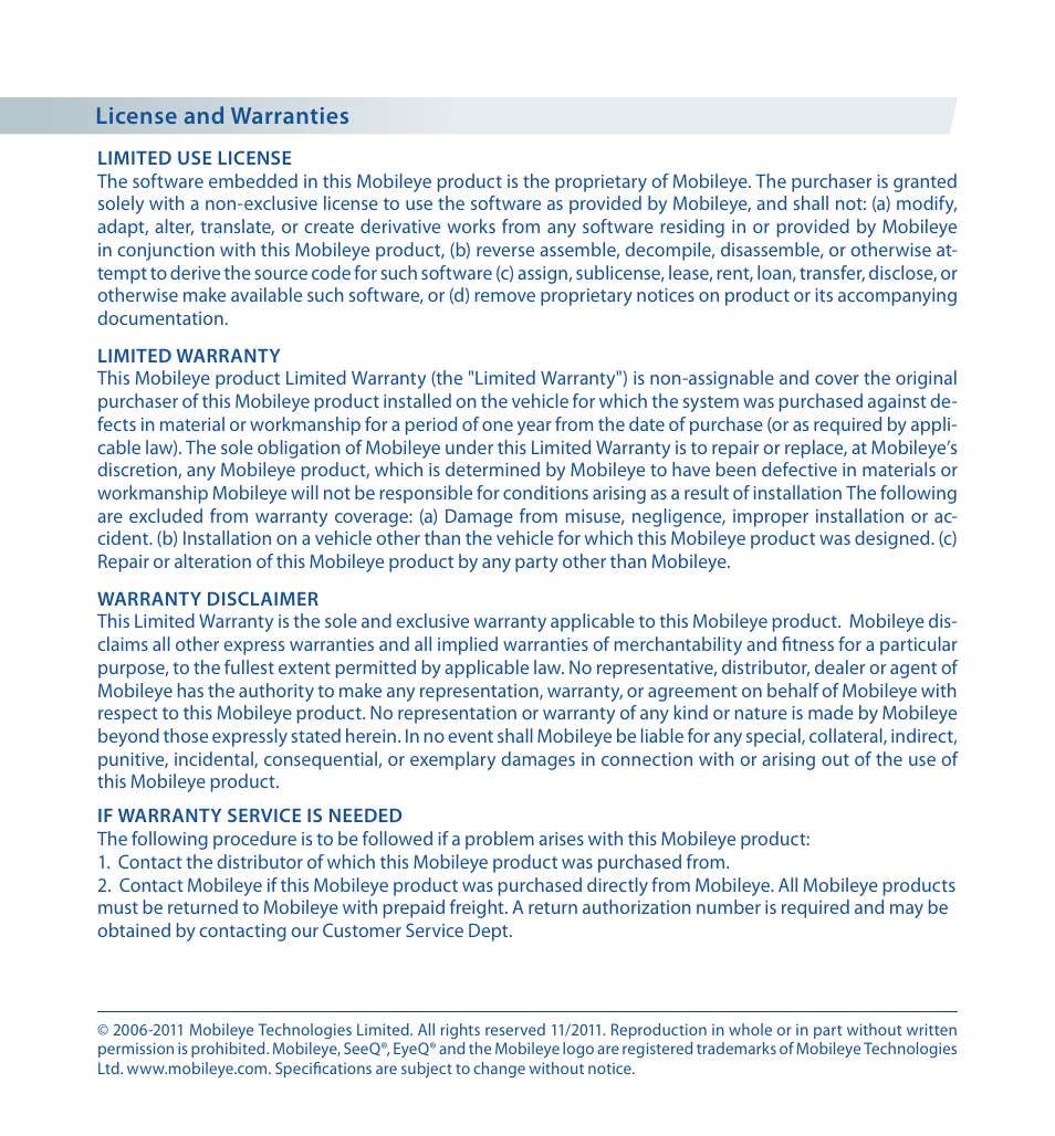 Staub Electronics ME-560 MOBILEYE - IMPROVED AFTERMARKET COLLISION PREVENTION SYSTEM W_ IOS SUPPORT User Manual | Page 13 / 100