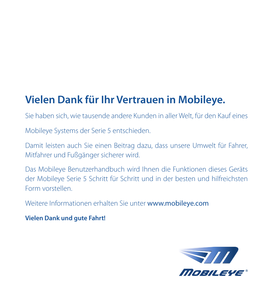 Vielen dank für ihr vertrauen in mobileye | Staub Electronics ME-560 MOBILEYE - IMPROVED AFTERMARKET COLLISION PREVENTION SYSTEM W_ IOS SUPPORT User Manual | Page 14 / 100