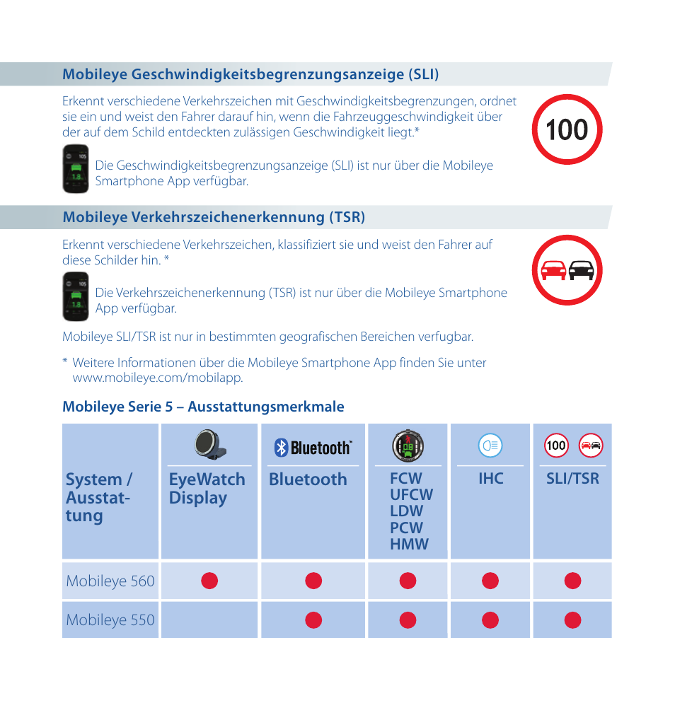 System / ausstat- tung eyewatch display bluetooth | Staub Electronics ME-560 MOBILEYE - IMPROVED AFTERMARKET COLLISION PREVENTION SYSTEM W_ IOS SUPPORT User Manual | Page 20 / 100