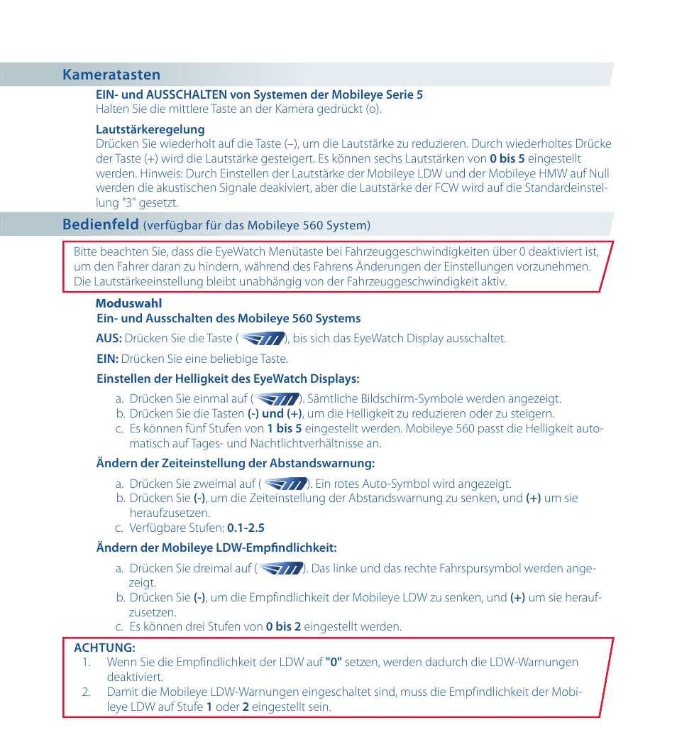 Staub Electronics ME-560 MOBILEYE - IMPROVED AFTERMARKET COLLISION PREVENTION SYSTEM W_ IOS SUPPORT User Manual | Page 22 / 100