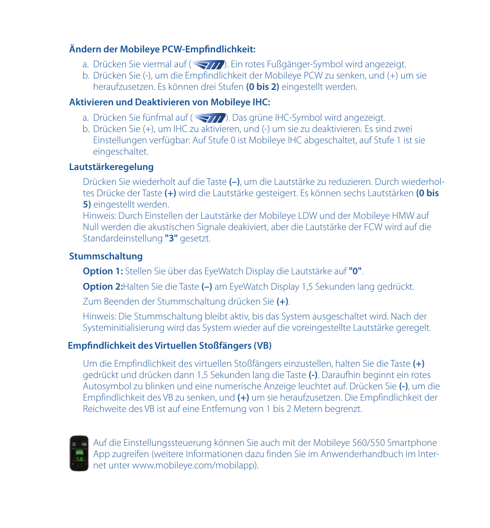 Staub Electronics ME-560 MOBILEYE - IMPROVED AFTERMARKET COLLISION PREVENTION SYSTEM W_ IOS SUPPORT User Manual | Page 23 / 100