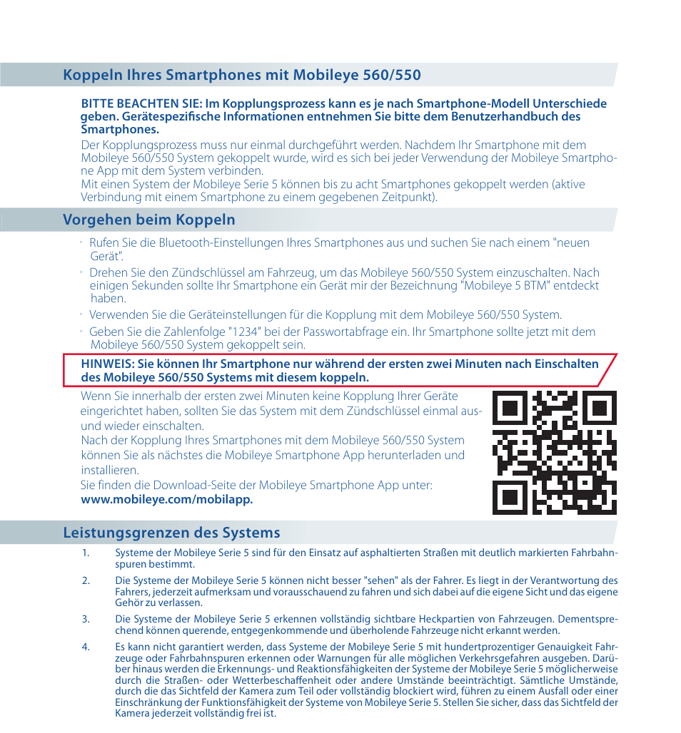 Leistungsgrenzen des systems | Staub Electronics ME-560 MOBILEYE - IMPROVED AFTERMARKET COLLISION PREVENTION SYSTEM W_ IOS SUPPORT User Manual | Page 24 / 100
