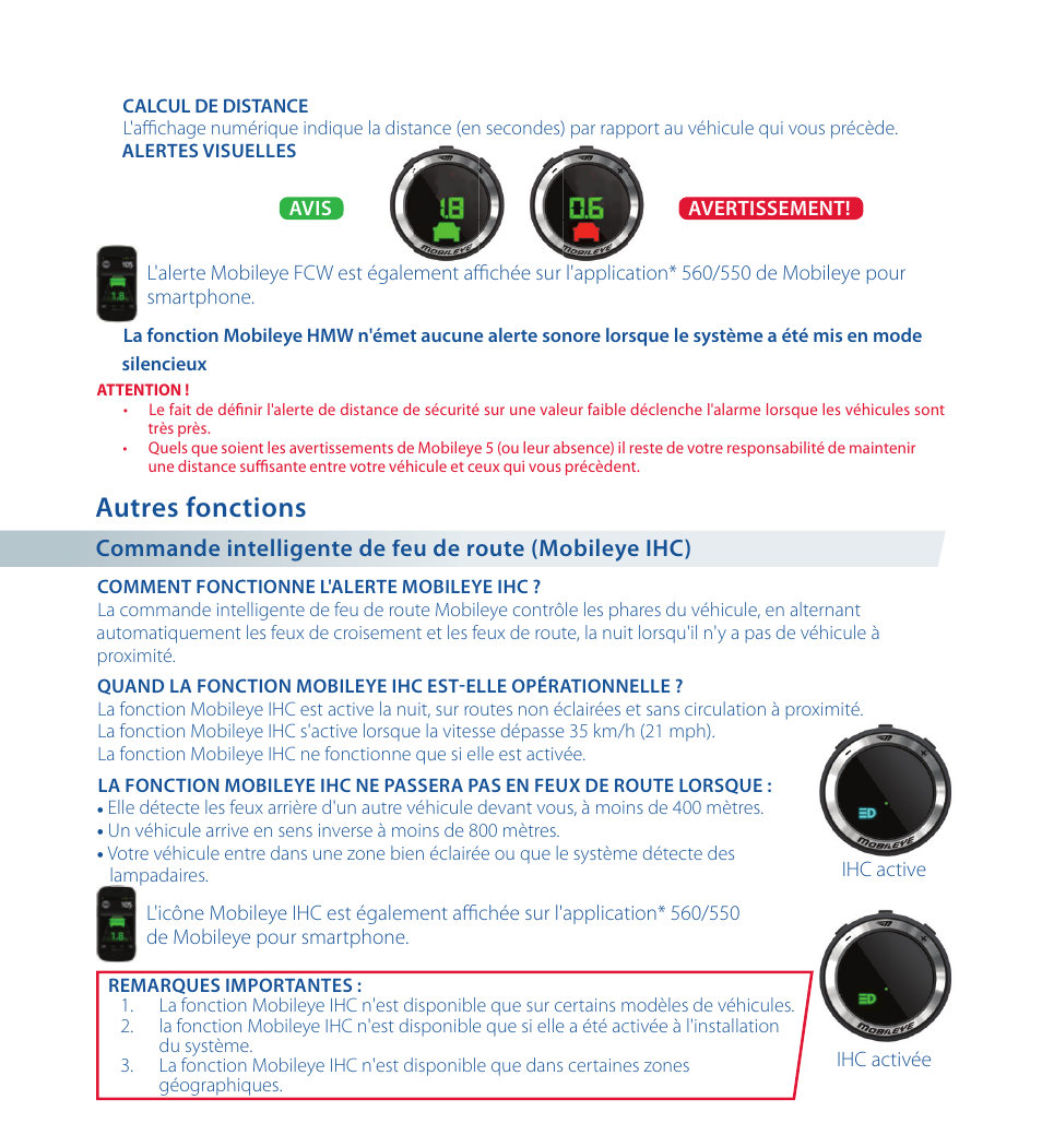 Autres fonctions | Staub Electronics ME-560 MOBILEYE - IMPROVED AFTERMARKET COLLISION PREVENTION SYSTEM W_ IOS SUPPORT User Manual | Page 31 / 100