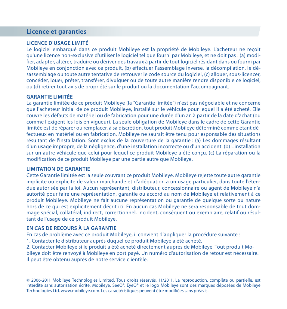 Staub Electronics ME-560 MOBILEYE - IMPROVED AFTERMARKET COLLISION PREVENTION SYSTEM W_ IOS SUPPORT User Manual | Page 37 / 100