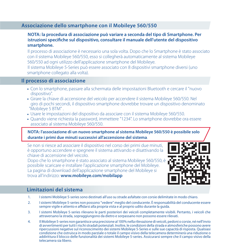 Limitazioni del sistema | Staub Electronics ME-560 MOBILEYE - IMPROVED AFTERMARKET COLLISION PREVENTION SYSTEM W_ IOS SUPPORT User Manual | Page 48 / 100