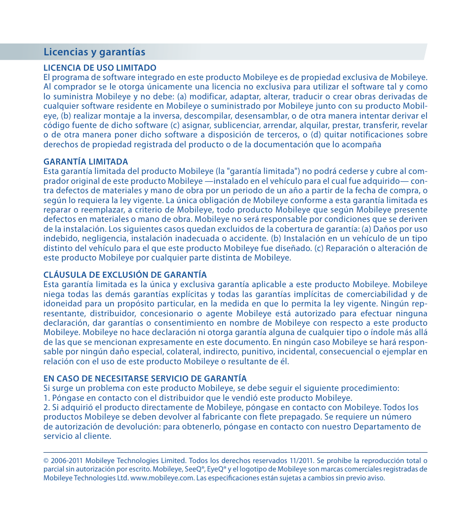 Staub Electronics ME-560 MOBILEYE - IMPROVED AFTERMARKET COLLISION PREVENTION SYSTEM W_ IOS SUPPORT User Manual | Page 61 / 100