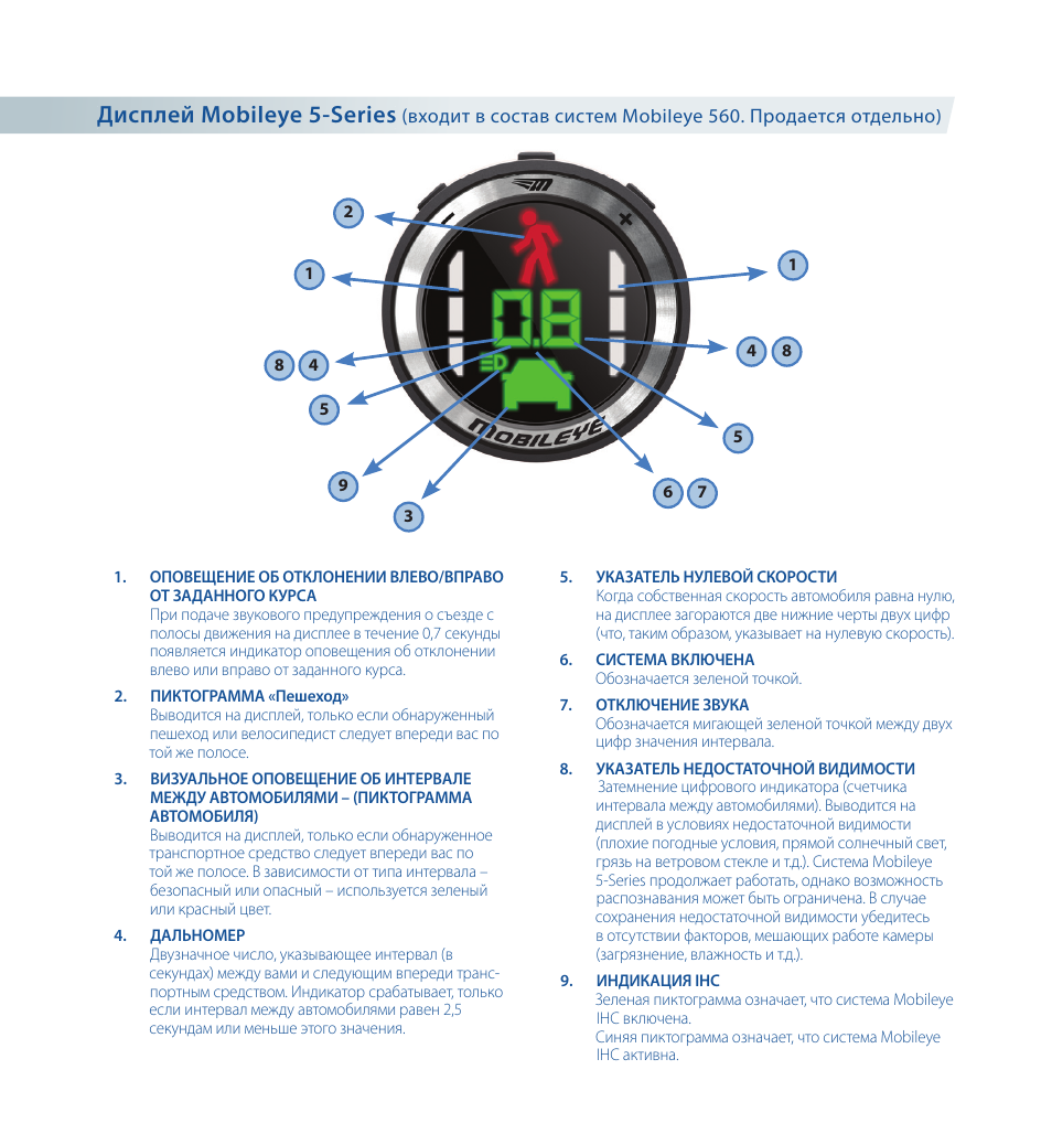 Дисплей mobileye 5-series | Staub Electronics ME-560 MOBILEYE - IMPROVED AFTERMARKET COLLISION PREVENTION SYSTEM W_ IOS SUPPORT User Manual | Page 69 / 100