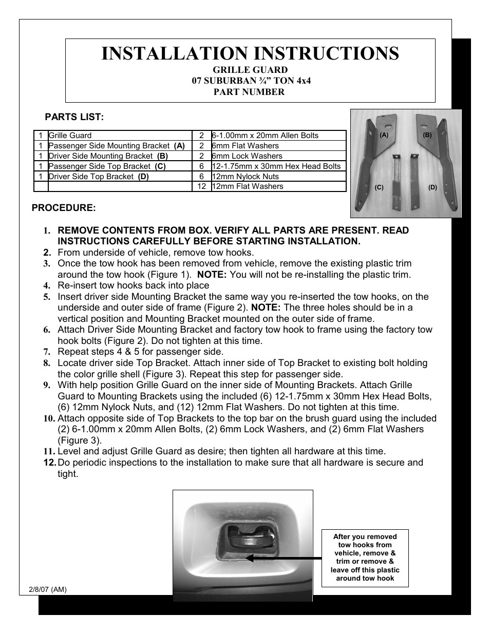 Steelcraft Automotive 50350 GRILL GUARD User Manual | 3 pages