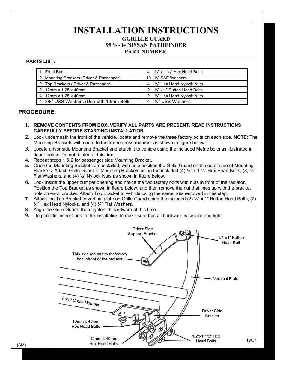 Steelcraft Automotive 54030 GRILL GUARD User Manual | 2 pages