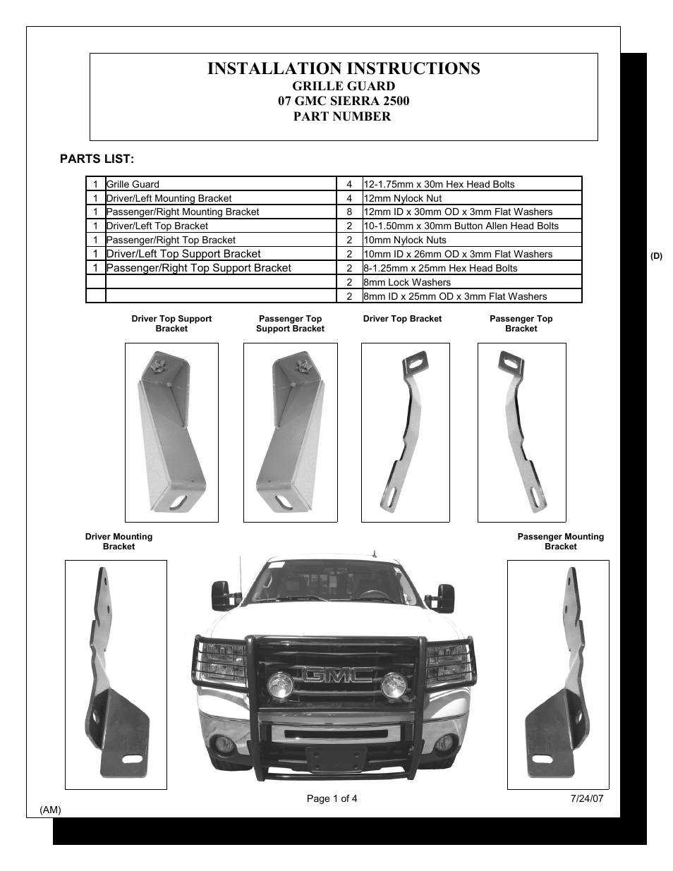 Steelcraft Automotive 50370 GRILL GUARD User Manual | 4 pages
