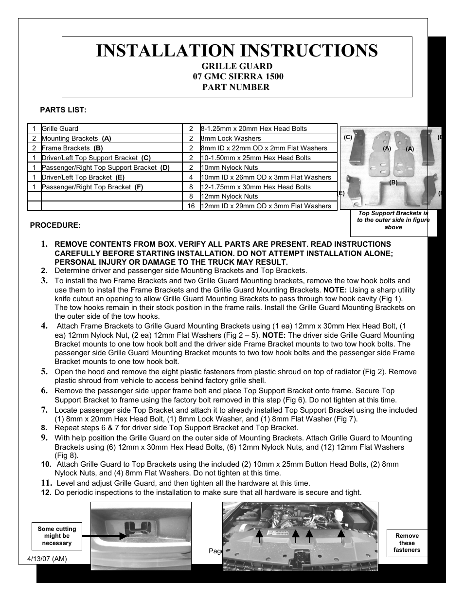 Steelcraft Automotive 50360 GRILL GUARD User Manual | 2 pages