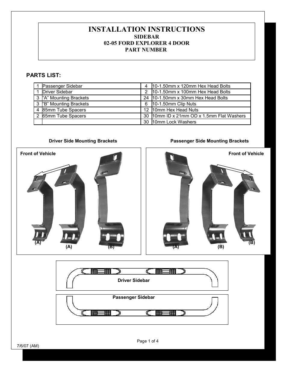 Steelcraft Automotive 211400 3 ROUND SIDE BAR User Manual | 4 pages