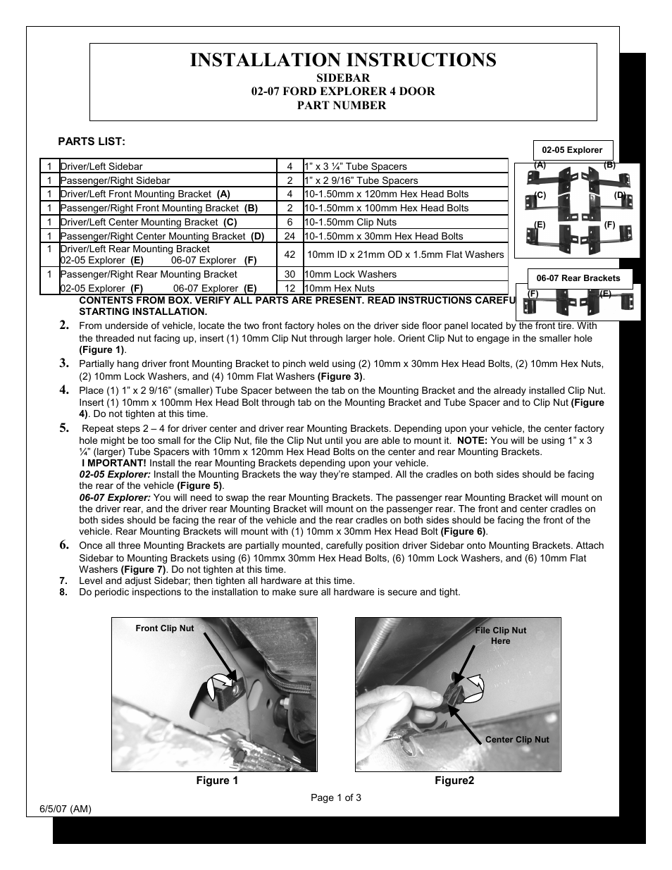 Steelcraft Automotive 212700 3 ROUND SIDE BAR User Manual | 3 pages