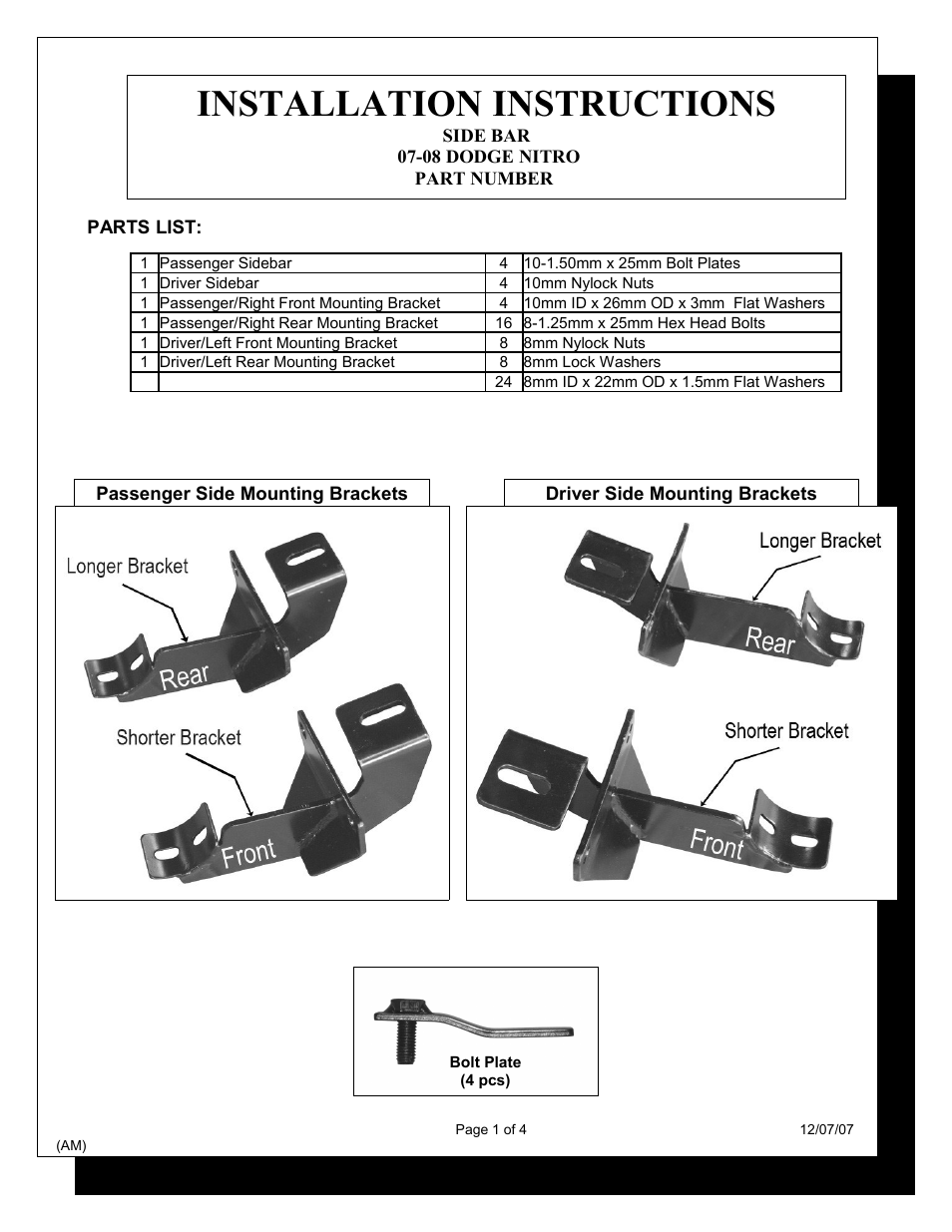 Steelcraft Automotive 221920 3 ROUND SIDE BAR User Manual | 4 pages