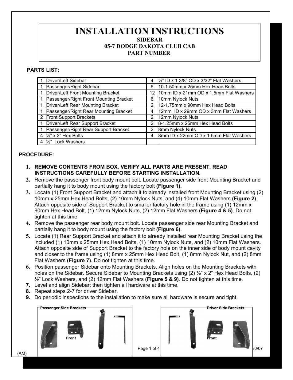 Steelcraft Automotive 220110 3 ROUND SIDE BAR User Manual | 4 pages