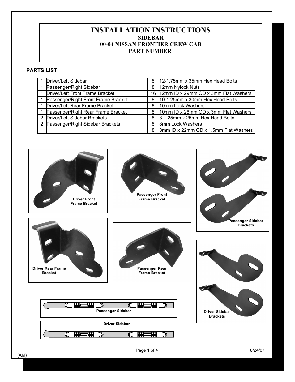 Steelcraft Automotive 240920 3 ROUND SIDE BAR User Manual | 4 pages