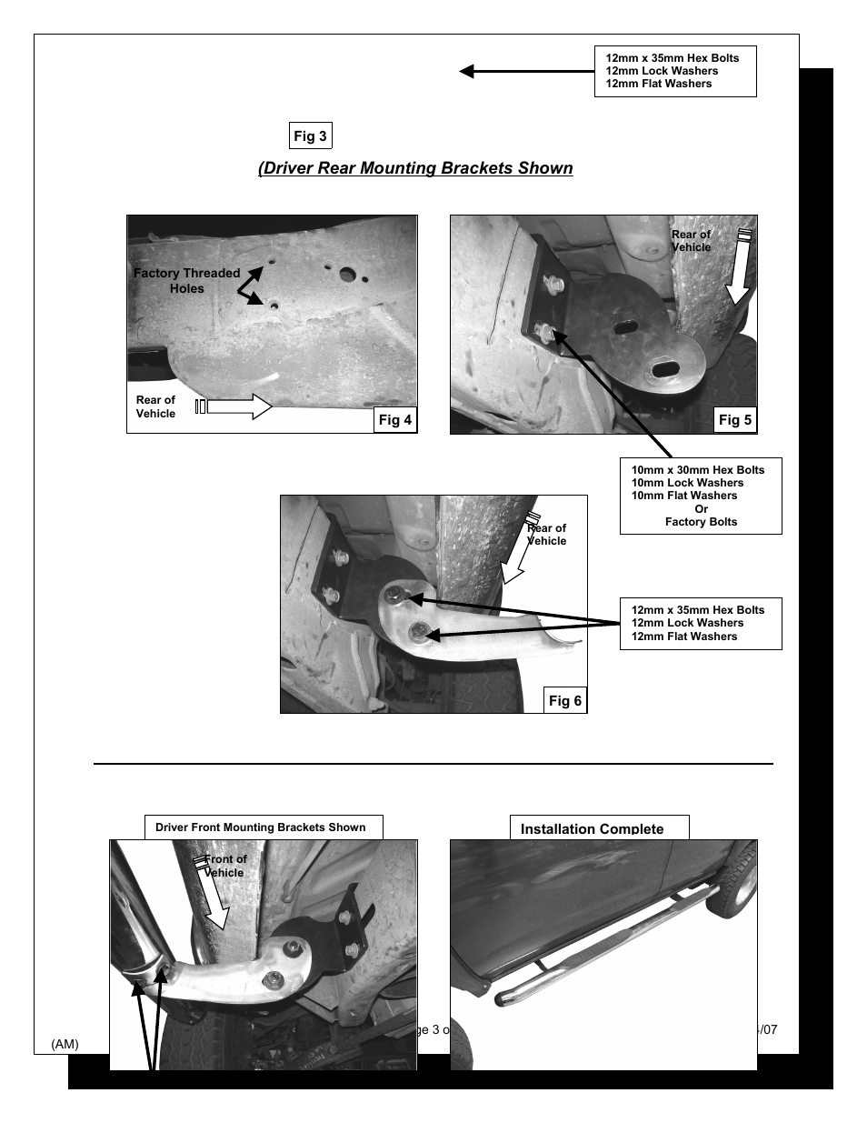 Driver rear mounting brackets shown | Steelcraft Automotive 240920 3 ROUND SIDE BAR User Manual | Page 3 / 4
