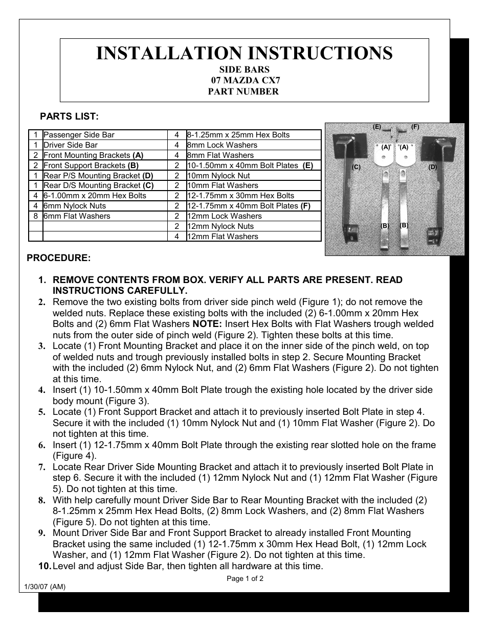 Steelcraft Automotive 211900 3 ROUND SIDE BAR User Manual | 3 pages