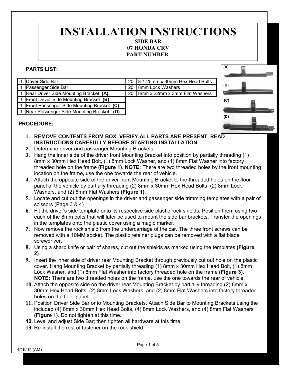 Steelcraft Automotive 255090 3 ROUND SIDE BAR User Manual | 5 pages