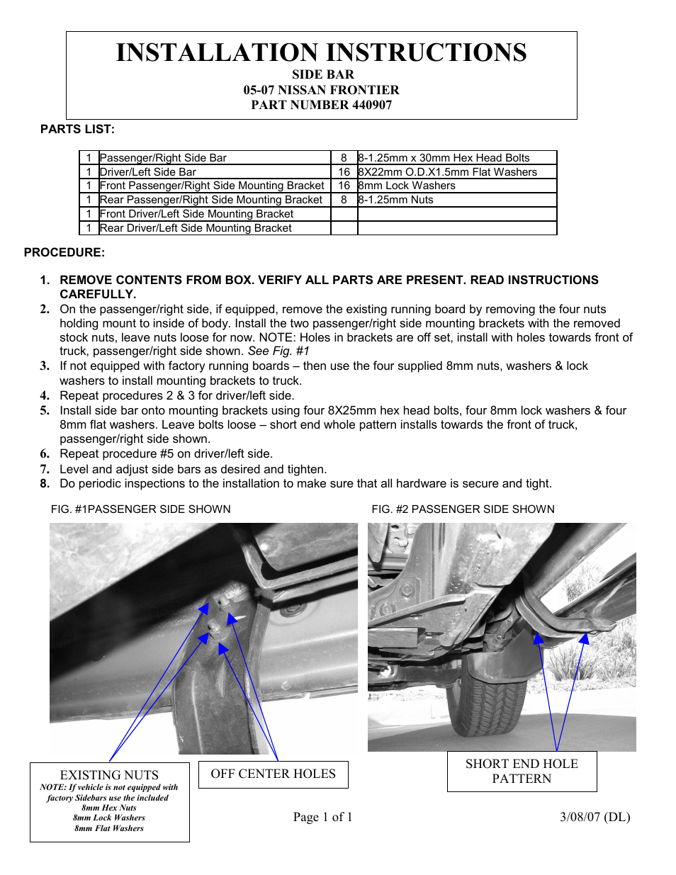 Steelcraft Automotive 440900 4 OVAL SIDE BAR User Manual | 1 page