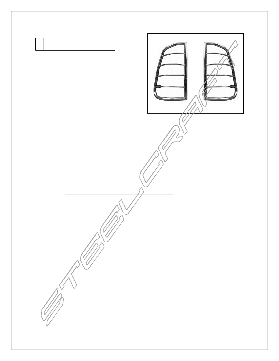 Steelcraft Automotive 33250 TAILLIGHT GUARD User Manual | 3 pages