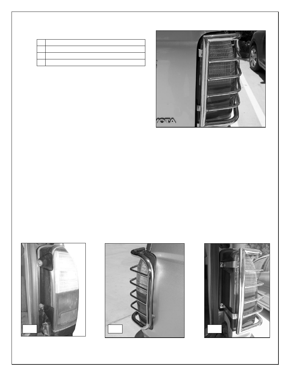 Steelcraft Automotive 33010 TAILLIGHT GUARD User Manual | 1 page