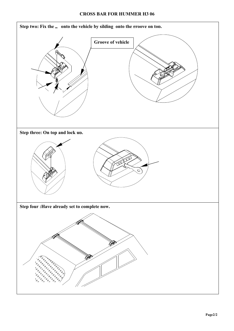 Cross bar for hummer h3 06 | Steelcraft Automotive 10457 CROSS BAR FOR HUMMER H3 06 User Manual | Page 2 / 2