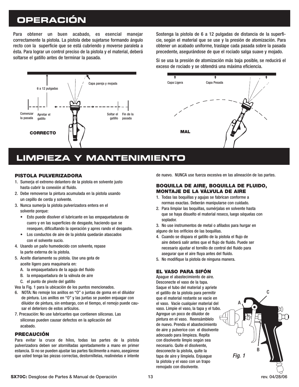 Operación, Limpieza y mantenimiento, Fig. 1 | Sunex Tools SX70C User Manual | Page 13 / 22