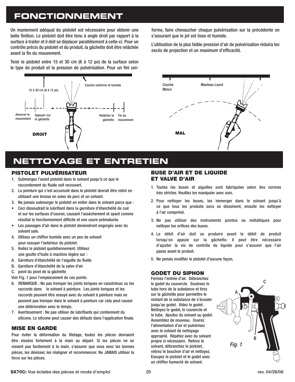 Fonctionnement nettoyage et entretien, Fig. 1 | Sunex Tools SX70C User Manual | Page 20 / 22