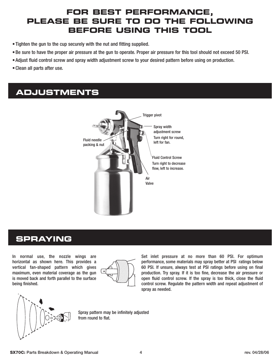Adjustments | Sunex Tools SX70C User Manual | Page 4 / 22