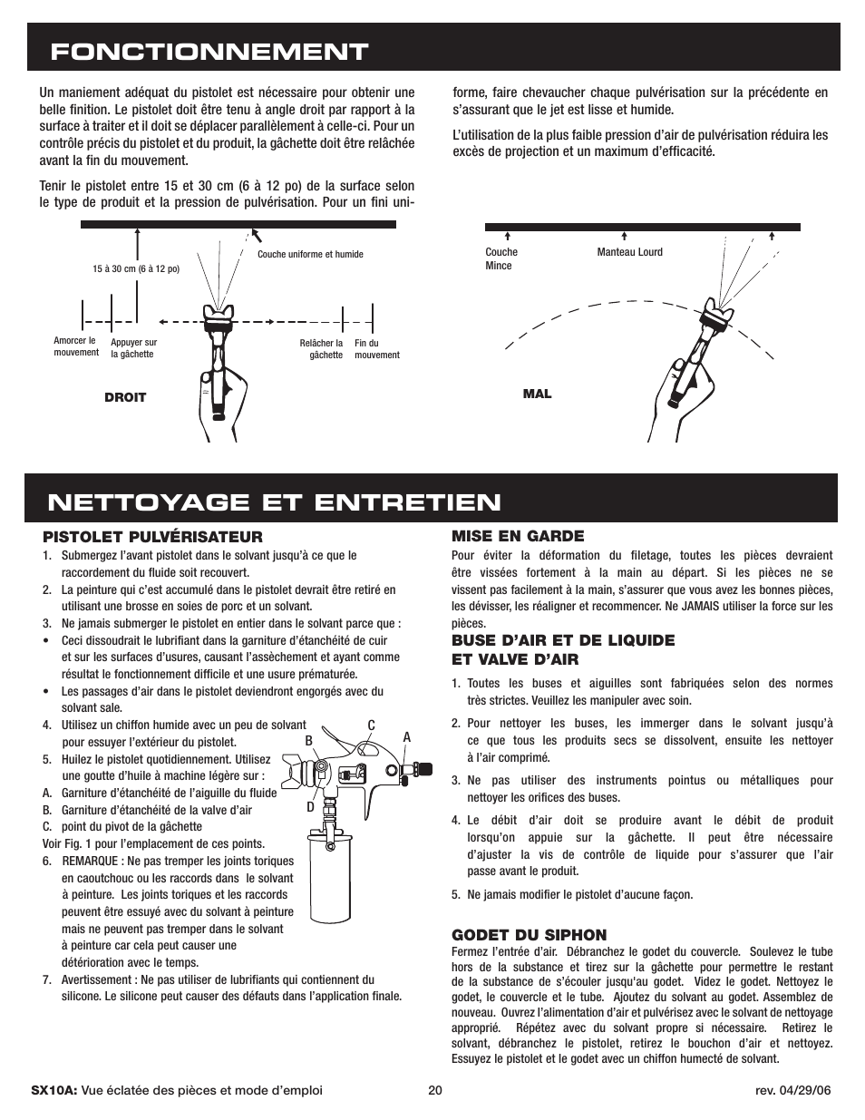 Fonctionnement nettoyage et entretien | Sunex Tools SX10A User Manual | Page 20 / 22