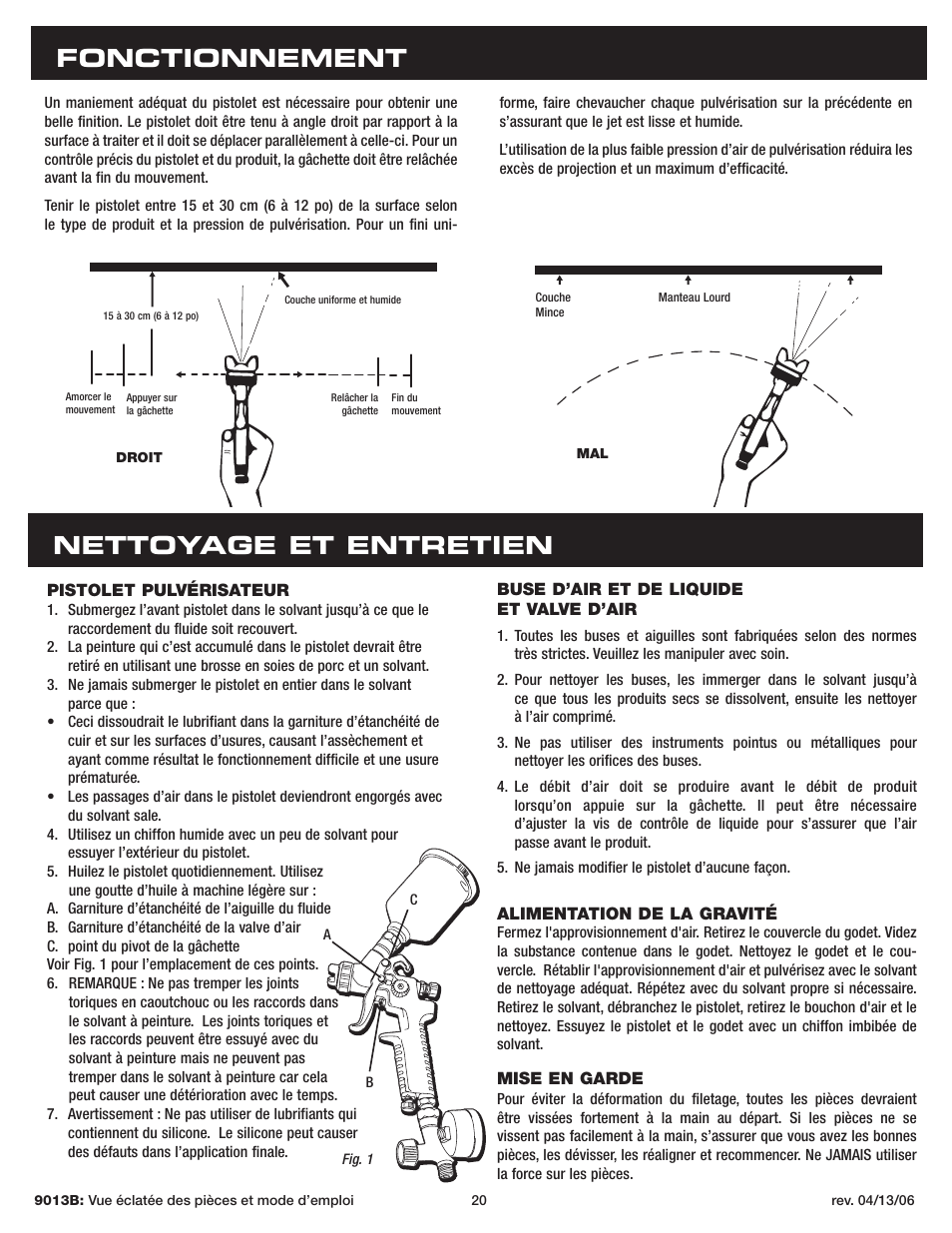 Fonctionnement nettoyage et entretien | Sunex Tools 9013B User Manual | Page 20 / 22