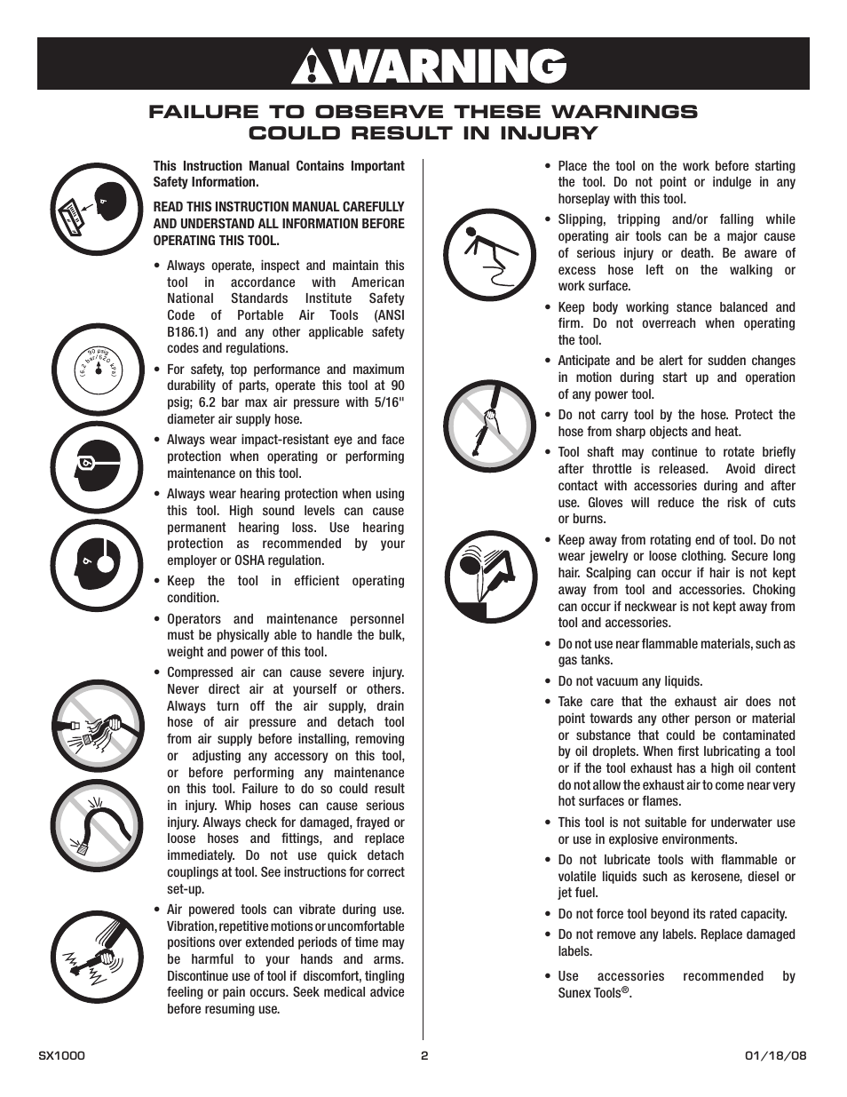 Sunex Tools SX1000 User Manual | Page 2 / 10