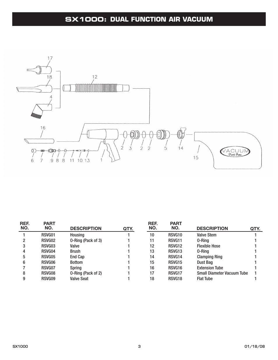 Sx1000: dual function air vacuum | Sunex Tools SX1000 User Manual | Page 3 / 10